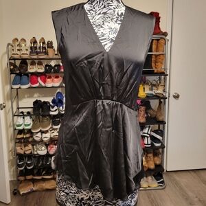 3.1 Philip Lim   satin plunge neck black peplum  blouse